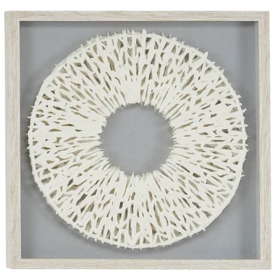 Paper Geometric Handmade 3D Circle Origami Shadow Box With Canvas Backing White - Olivia & May 7 Paper Geometric Handmade 3D Circle Origami Shadow Box With Canvas Backing White - Olivia & May - Image 5
