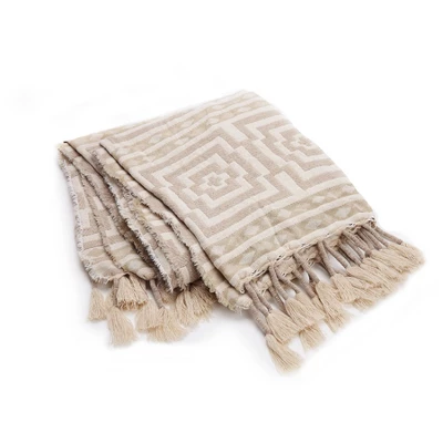 50"x60" Hypnotic Throw Blanket Taupe - Jungalow By Justina Blakeney 3 50"x60" Hypnotic Throw Blanket Taupe - Jungalow By Justina Blakeney