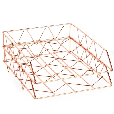 Paper Junkie 2 Pack Metal Rose Gold Desk Organizer, Paper, Letter, File And Document Holder, 10 X 12 In 7 Paper Junkie 2 Pack Metal Rose Gold Desk Organizer, Paper, Letter, File And Document Holder, 10 X 12 In - Image 5
