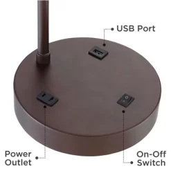 360 Lighting Colby Modern Desk Lamp 21" High Bronze With USB And AC Power Outlet In Base White Linen Drum Shade For Bedroom Living Room Office Family -Fashion Home Decor Store GUEST 00fad046 37dc 4067 a5ce b6f350dda74e