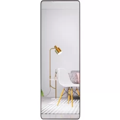 Owen 65" X 22" Oversized Rectangle Round Corner Full Length Floor Mirror For Hanging Or Standing With Aluminum Frame-The Pop Home
