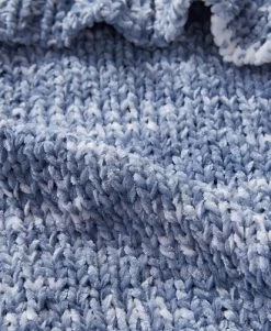Kate Aurora "Softest Throw Ever" Ultra Plush Denim Blue Colored Chenille Heathered Knitted Accent Throw Blanket