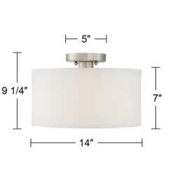 360 Lighting Adams Modern Ceiling Light Semi Flush Mount Fixtures 14" Wide Set Of 2 Brushed Nickel White Fabric Drum For Bedroom Kitchen Living Room -Fashion Home Decor Store GUEST 01b7e98b 0f1f 4699 af32 fa63b42558f9