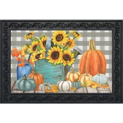 Briarwood Lane Sunflower Watering Can Fall Doormat Pumpkins Flora