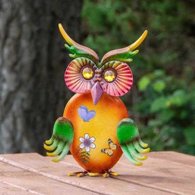 Northlight 11" Orange And Green Metal Owl Outdoor Decoration 3 Northlight 11" Orange And Green Metal Owl Outdoor Decoration
