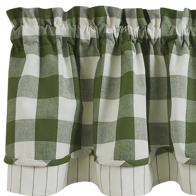 Park Designs Buffalo Check Lined Layered Sage Green Valance 72" 3 Park Designs Buffalo Check Lined Layered Sage Green Valance 72" - Image 2