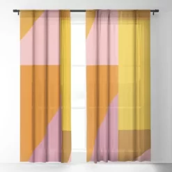 June Journal Shapes In Vintage Modern Pink Single Panel Sheer Window Curtain - Deny Designs