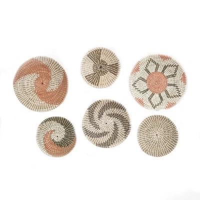 Set Of 6 Seagrass Plate Handmade Patterned Basket Wall Decors Orange - Olivia & May 8 Set Of 6 Seagrass Plate Handmade Patterned Basket Wall Decors Orange - Olivia & May - Image 6