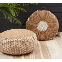 Saro Lifestyle Woven Design Pouf -Fashion Home Decor Store GUEST 0786d31b 984f 43ed 8044 d19cba81348c