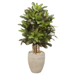 Nearly Natural 3.5-ft Croton Artificial Plant In Sand Colored Planter