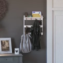 Merrick Lane Steeley Wooden Wall Mount Mug Rack Organizer With Upper Storage Shelf And Metal Hanging Hooks With No Assembly Required -Fashion Home Decor Store GUEST 0b2472ee b81e 47ee 9c5c 49486dbab7eb