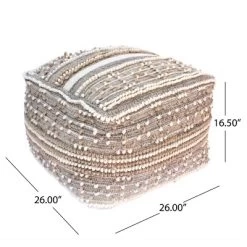 Bonita Large Contemporary Wool And Cotton Pouf Ottoman White/Beige - Christopher Knight Home -Fashion Home Decor Store GUEST 0b648f31 7547 4152 9441 4e5eed1dced4