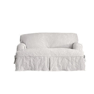 Matelasse Damask Slipcover White - Sure Fit 7 Matelasse Damask Slipcover White - Sure Fit - Image 5