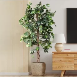 Forever Leaf 60" Artificial Ficus Silk Tree In Black Pot, Indoor Artificial Plant For Home Decor -Fashion Home Decor Store GUEST 0c4cf492 4f1d 480a b790 0764ab3ae691