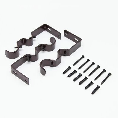 Kenney Hamlin 1" Premium Decorative Window Double Curtain Rod, 66-120", Weathered Brown 3 Kenney Hamlin 1" Premium Decorative Window Double Curtain Rod, 66-120", Weathered Brown