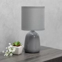 10.04" Traditional Ceramic Thimble Base Bedside Table Desk Lamp With Matching Fabric Shade Gray - Simple Designs -Fashion Home Decor Store GUEST 0e190a40 ded2 494a 8323 2566d6a5ac88