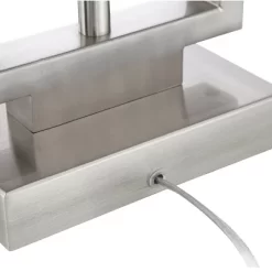 Possini Euro Design Modern Table Lamp With USB Outlet Reading Light LED 29.25" Tall Brushed Nickel Rectangular Off White Shade Bedroom Office -Fashion Home Decor Store GUEST 0ee048e2 860f 486d 90da 3e466d98667b