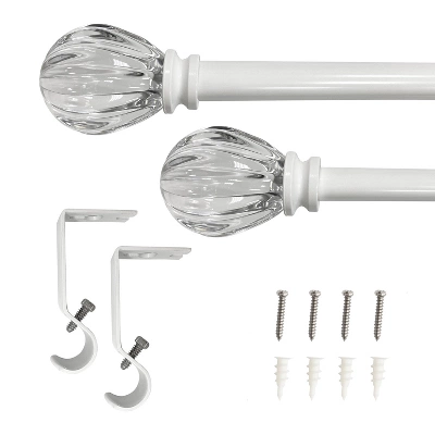 Decorative Drapery Single Rod Set With Acrylic Pumpkin Finials White - Lumi Home Furnishings 3 Decorative Drapery Single Rod Set With Acrylic Pumpkin Finials White - Lumi Home Furnishings