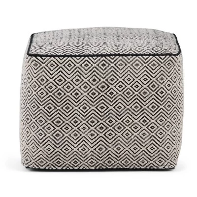 Dougan Square Moroccan Inspired Pouf Black/Natural Cotton - WyndenHall 7 Dougan Square Moroccan Inspired Pouf Black/Natural Cotton - WyndenHall - Image 5