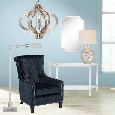 360 Lighting Waylon Modern Table Lamp 28" Tall Textured Mercury Glass Off White Tapered Drum Shade For Bedroom Living Room Bedside Nightstand Office 8 360 Lighting Waylon Modern Table Lamp 28" Tall Textured Mercury Glass Off White Tapered Drum Shade For Bedroom Living Room Bedside Nightstand Office - Image 6