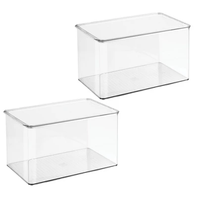 MDesign Plastic Stackable Home Office Supplies Storage Box - 2 Pack, Clear 11 MDesign Plastic Stackable Home Office Supplies Storage Box - 2 Pack, Clear - Image 9