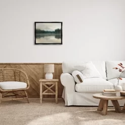 Stupell Industries Foggy Lake Forest Landscape Soft Nature Water Reflection