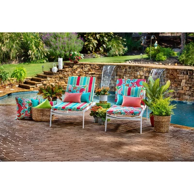 18.5" 2pk Sophia Throw Pillows Turquoise/Coral - Pillow Perfect 3 18.5" 2pk Sophia Throw Pillows Turquoise/Coral - Pillow Perfect