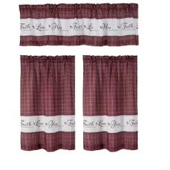 Kate Aurora Country Living Gingham Check Hope Faith Love 3 Pc Cafe Kitchen Curtain Set -Fashion Home Decor Store GUEST 1873038b 3a5e 4ef4 a900 fd603bbfa8ac