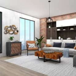 Metal Abstract Wall Decor With Round Mirror Accents Beige - Olivia & May -Fashion Home Decor Store GUEST 189ad941 6c60 4898 bbe2 bf1c58e797a4