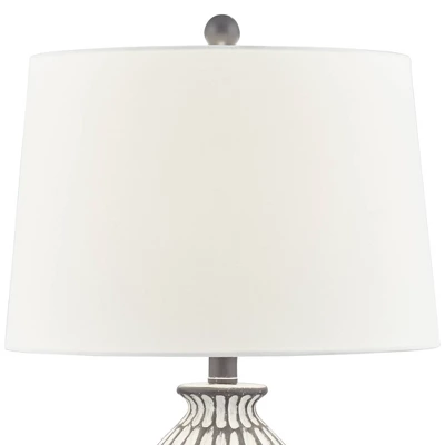 360 Lighting Carlton Modern Table Lamps 28 1/4" Tall Set Of 2 Gray Wash Off White Fabric Drum Shade For Bedroom Living Room Bedside Nightstand Office 5 360 Lighting Carlton Modern Table Lamps 28 1/4" Tall Set Of 2 Gray Wash Off White Fabric Drum Shade For Bedroom Living Room Bedside Nightstand Office - Image 3