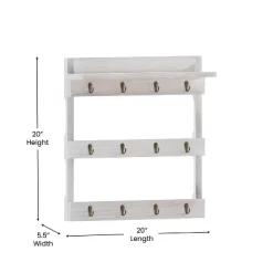 Merrick Lane Steeley Wooden Wall Mount Mug Rack Organizer With Upper Storage Shelf And Metal Hanging Hooks With No Assembly Required -Fashion Home Decor Store GUEST 19dcae87 bac1 425b ba64 312bef461ac9