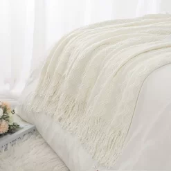 PiccoCasa Wavy Pattern Decorative Knit With Tassels Throw Blanket -Fashion Home Decor Store GUEST 1a2bd1f0 e27d 4d57 81c0 44efa2201468