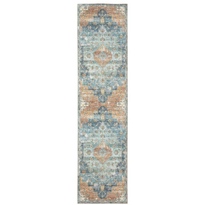 Marcel Bohemian Border Medallion Area Rug Orange/Blue - Captiv8e Designs 11 Marcel Bohemian Border Medallion Area Rug Orange/Blue - Captiv8e Designs - Image 9