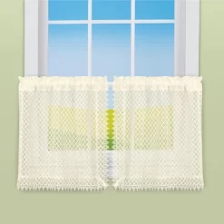 Collections Etc Elegant Detailed Lace Rod Pocket Top Window Curtains