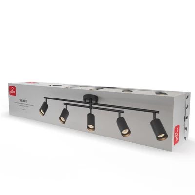 5-Light Matte Black Track Lighting With Center Swivel Bar With Pivoting Shades - Globe Electric 6 5-Light Matte Black Track Lighting With Center Swivel Bar With Pivoting Shades - Globe Electric - Image 4