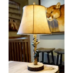 John Timberland Climbing Bears Rustic Accent Table Lamps 22 1/2" High Set Of 2 Brown Faux Wood With USB Charging Port Faux Leather Shade For Desk -Fashion Home Decor Store GUEST 1e843e35 94a5 4588 95da a93cd9fd6e2f