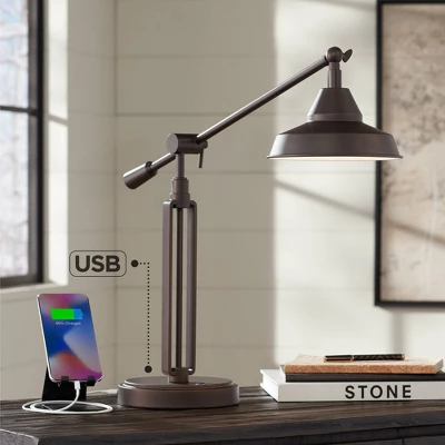Franklin Iron Works Turnbuckle Rustic Farmhouse Desk Lamp 25" High Oil Rubbed Bronze With USB Charging Port LED Adjustable Metal Shade For Bedroom 3 Franklin Iron Works Turnbuckle Rustic Farmhouse Desk Lamp 25" High Oil Rubbed Bronze With USB Charging Port LED Adjustable Metal Shade For Bedroom