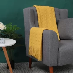 PiccoCasa Wavy Pattern Decorative Knit With Tassels Throw Blanket -Fashion Home Decor Store GUEST 20298ff6 2858 4791 a450 baccc7e89429