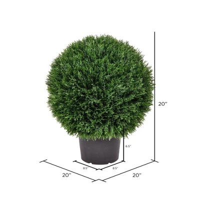 Artificial Cedar Ball In Pot UV (20") - Vickerman 3 Artificial Cedar Ball In Pot UV (20") - Vickerman
