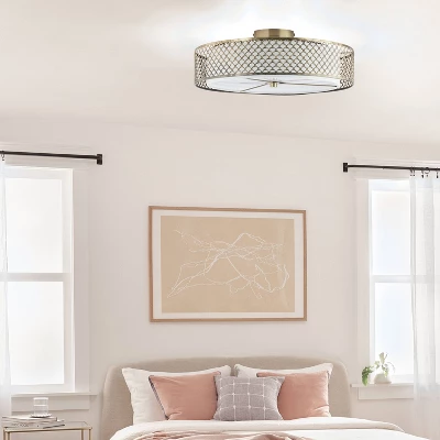 18.25" Leyla Glam Brushed Semi-Flush Mount Ceiling Fixture Sconce Gold - River Of Goods 3 18.25" Leyla Glam Brushed Semi-Flush Mount Ceiling Fixture Sconce Gold - River Of Goods - Image 2