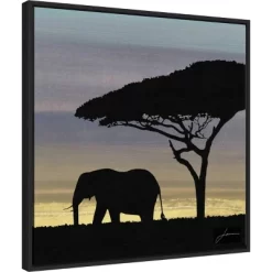 22" X 22" Savanna Elephant I By James Burghardt Framed Canvas Wall Art Black - Amanti Art