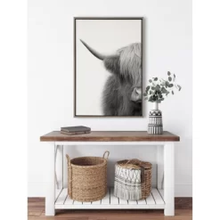 23" X 33" Sylvie Highland Cow Crop Framed Canvas Wall Art By The Creative Bunch Studio Gray - Kate And Laurel -Fashion Home Decor Store GUEST 220b68f9 0b5d 4c04 98fa f294a4df768a