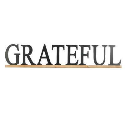 Wood Sign Grateful Wall Decor Black - Olivia & May 4 Wood Sign Grateful Wall Decor Black - Olivia & May - Image 2