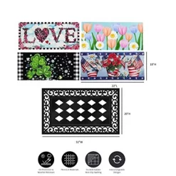 Evergreen Indoor Outdoor Doormat Bundle Set Of 5 - Frame And 4 Holiday Seasonal Inserts Valentine's Love Easter Tulips 4th Of July And St. Patricks -Fashion Home Decor Store GUEST 23164978 ab32 42b1 b18d 33583ef623a6