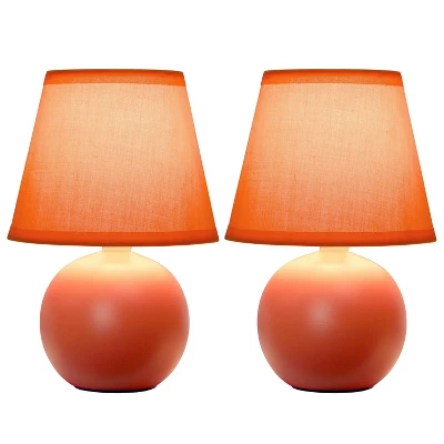 8.66" 2pk Petite Ceramic Orb Base Bedside Table Lamps With Matching Tapered Drum Shade Orange - Creekwood Home 9 8.66" 2pk Petite Ceramic Orb Base Bedside Table Lamps With Matching Tapered Drum Shade Orange - Creekwood Home - Image 7