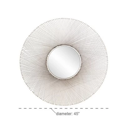 45" X 45" Metal Starburst Wall Mirror Silver - Olivia & May 4 45" X 45" Metal Starburst Wall Mirror Silver - Olivia & May - Image 2