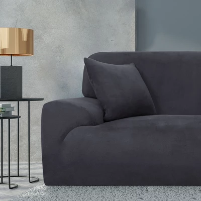 PiccoCasa 1 Pc Polyester Spandex Fabric Velvet Plush Stretch Sofa Slipcovers 4 PiccoCasa 1 Pc Polyester Spandex Fabric Velvet Plush Stretch Sofa Slipcovers - Image 2