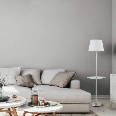 60" 3-way Andros Metal Floor Lamp With Glass Tray Brushed Steel - Cal Lighting 3 60" 3-way Andros Metal Floor Lamp With Glass Tray Brushed Steel - Cal Lighting