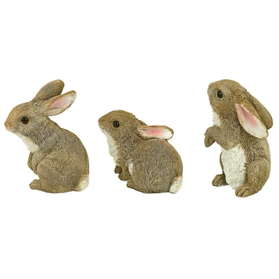 Design Toscano The Bunny Den, Garden Rabbit Statues, Set Of 3 - Brown 6 Design Toscano The Bunny Den, Garden Rabbit Statues, Set Of 3 - Brown - Image 4