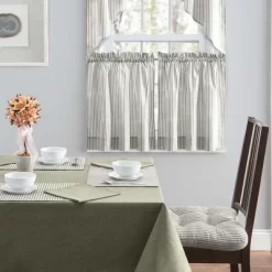 Ellis Curtain Plaza Classic Ticking Stripe Printed On 1.5" Rod Pocket Natural Ground Tailored Swag 56" X 36" Sage -Fashion Home Decor Store GUEST 28c7e6fe 170a 42aa b132 355e637d7251